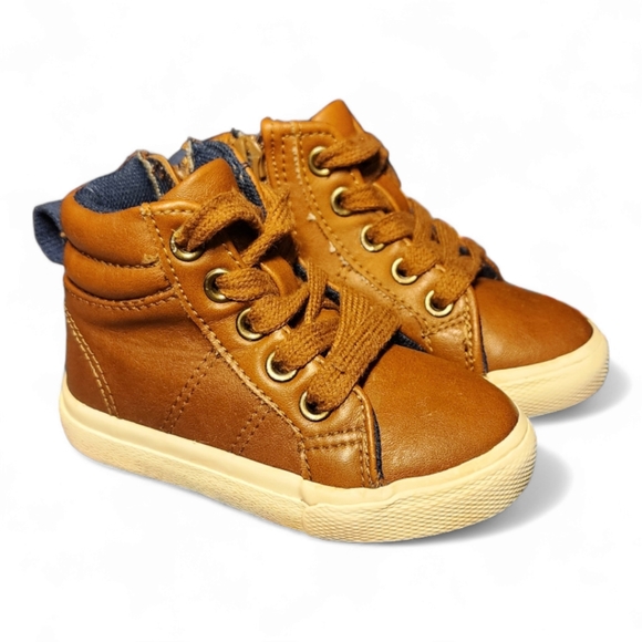 Cat & Jack High Tops, faux leather, size 4 - Picture 1 of 7